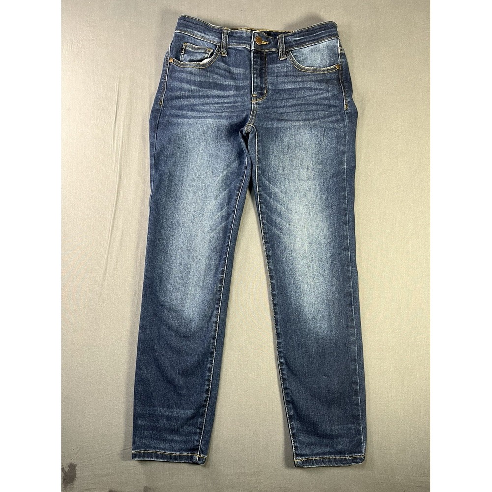 Judy Blue Women's Jeans Size 9/29 Relaxed Fit Dark Wash Tapered Leg Distressed